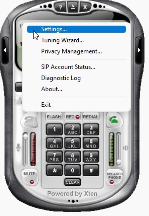 EyeBeam Settings Menu