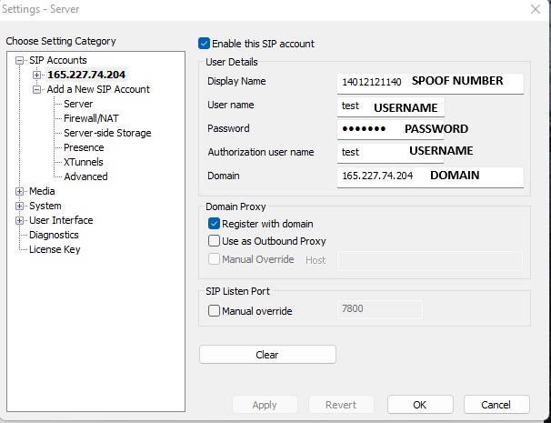 SIP Account Configuration